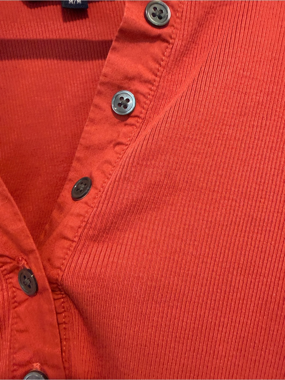 Veronica Beard Coralee Brick-Red Puff Sleeve Henley Top M - Picture 3 of 4